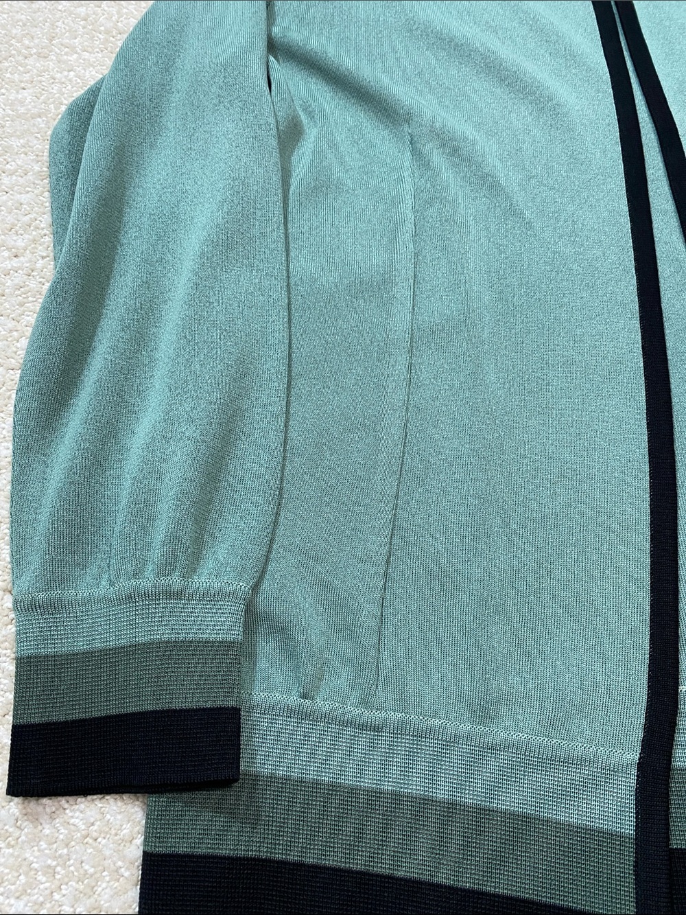 Misook Sage Green Open-Front Jacket with Black Trim 100% Acrylic Size S - Picture 11 of 16